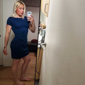 Thick blue midi dress